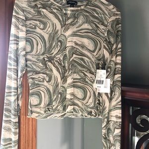 Dry Goods long sleeve crop top green see through shirt size M